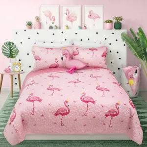 Safdie & Co. Quilt 3PC Set DQ Flamingo