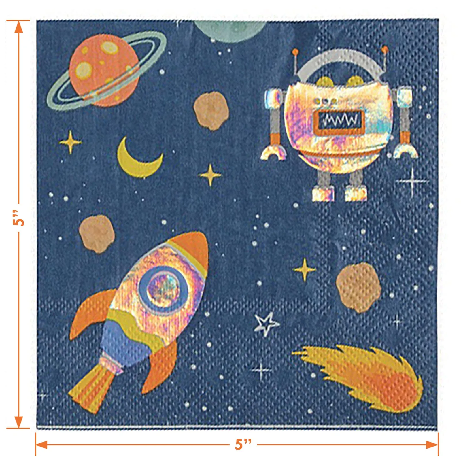 Space Party Plates and Napkins -Iridescent Out of This World Outer Space Party Paper Dinner Plates and Napkins (Serves 16)