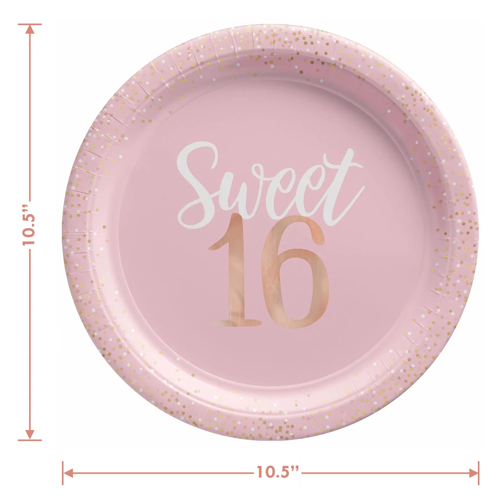 Sweet Sixteen Blush Pink Paper Dinner Plates and Lunch Napkins (Serves 16)