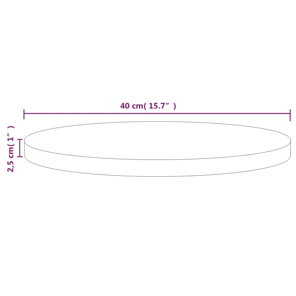 Table Top White Ø40x2.5 cm Solid Wood Pine