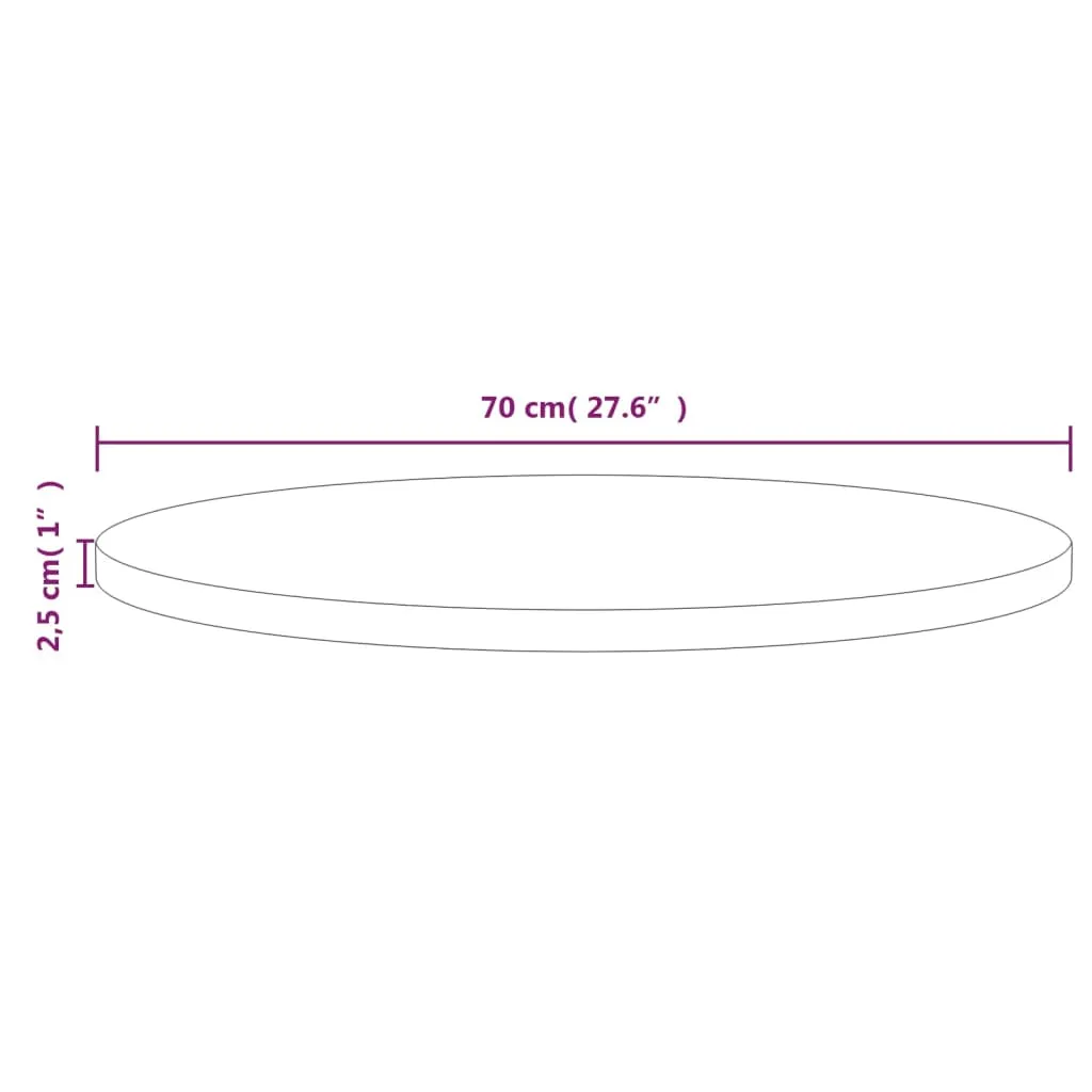 Table Top White Ø70x2.5 cm Solid Wood Pine