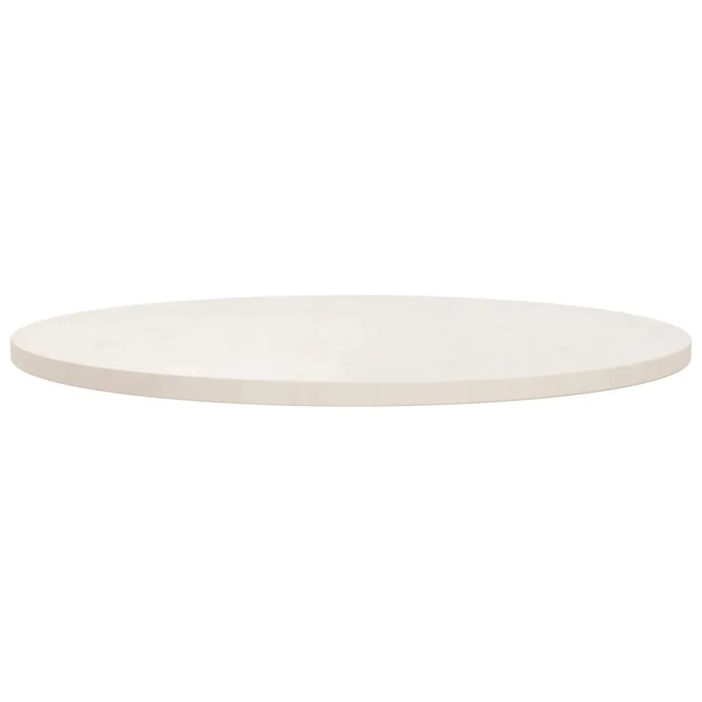 Table Top White Ø80x2.5 cm Solid Wood Pine