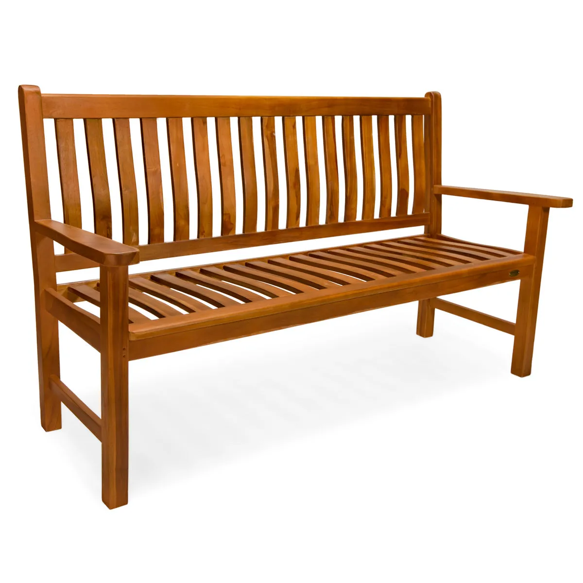 Teak Wave Bench - 64'W' & Seats 3 - Indonesian Teak With a Java Finish.