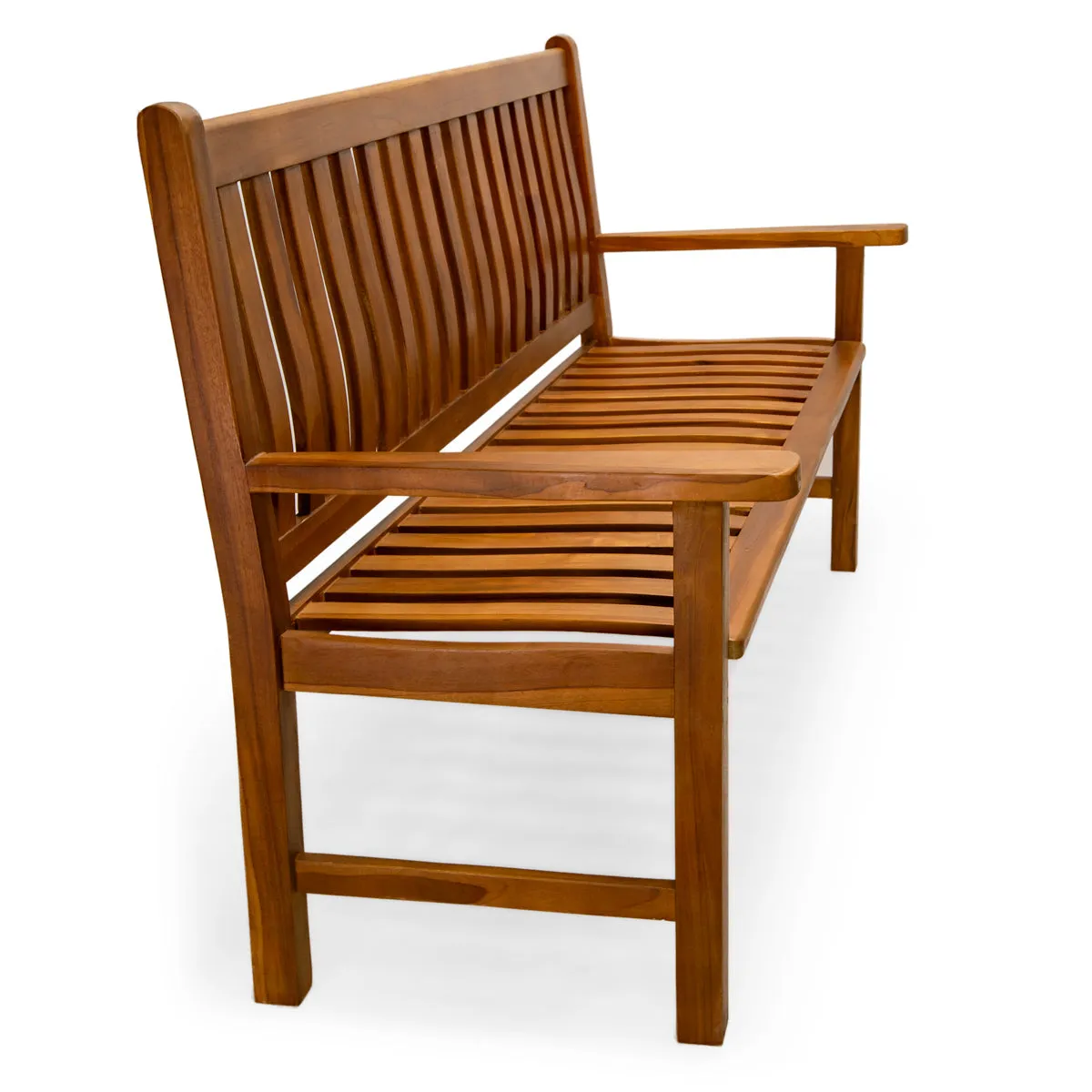 Teak Wave Bench - 64'W' & Seats 3 - Indonesian Teak With a Java Finish.