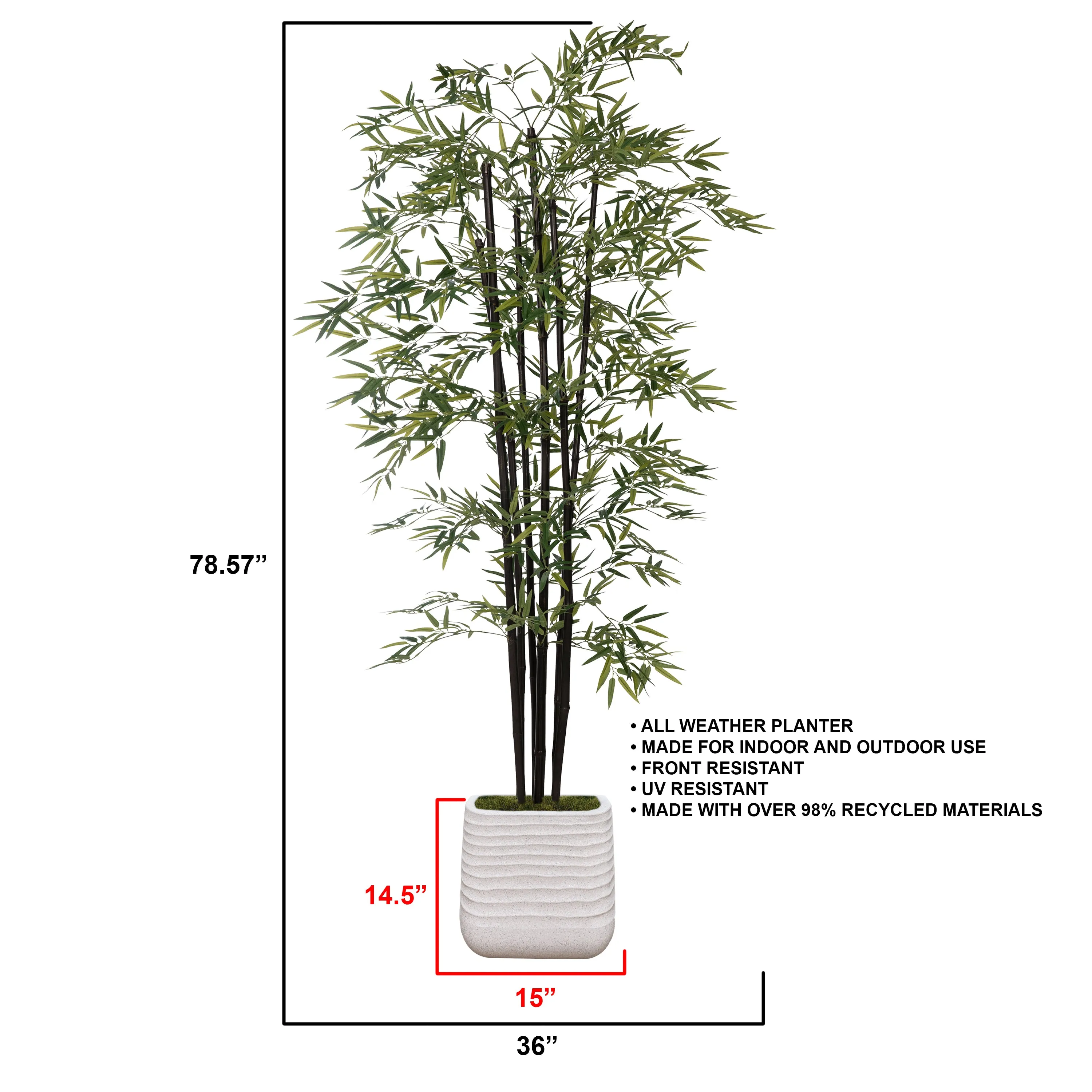 Vintage Home Artificial Faux 72" Tall Bamboo Tree With Eco Planter