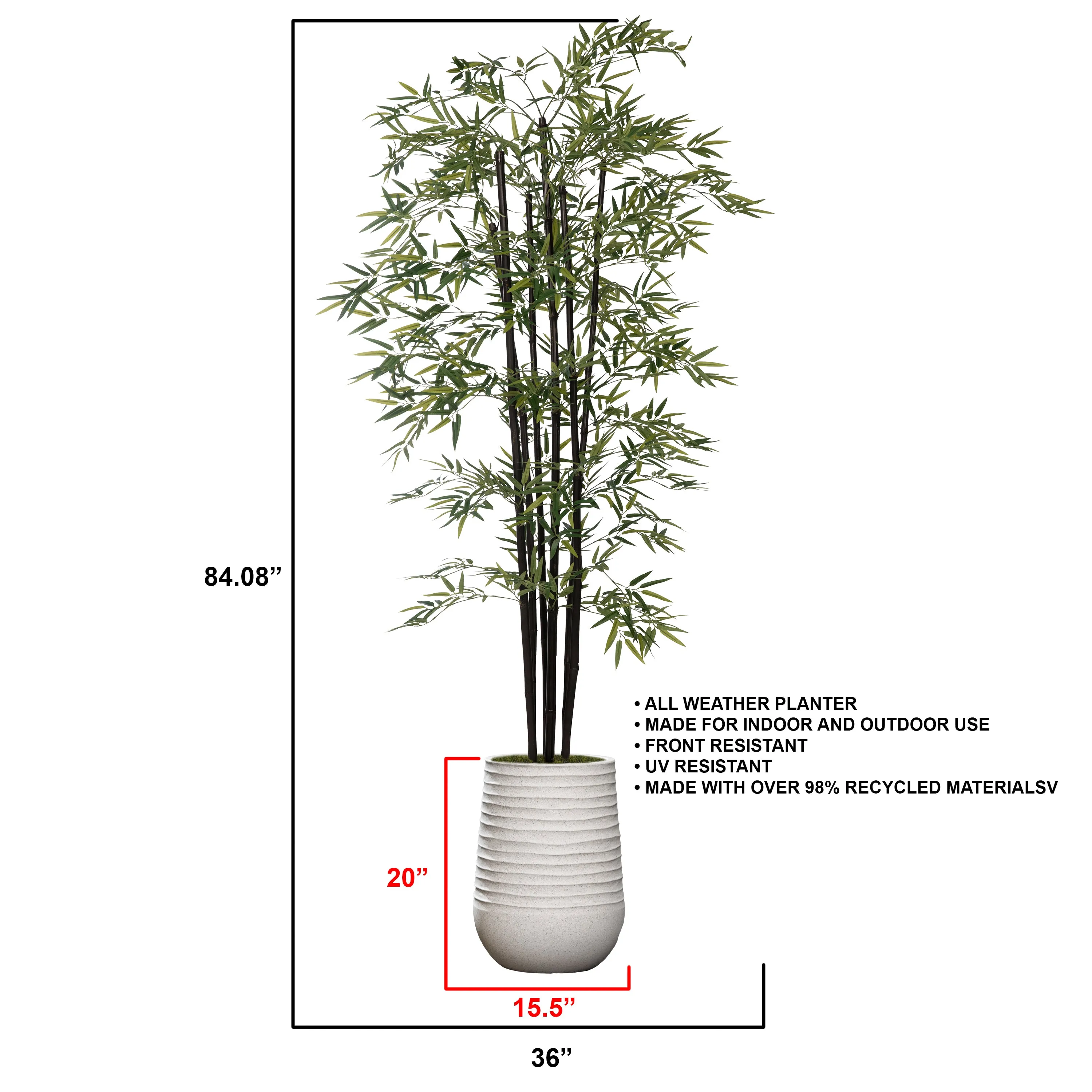 Vintage Home Artificial Faux 72" Tall Bamboo Tree With Eco Planter