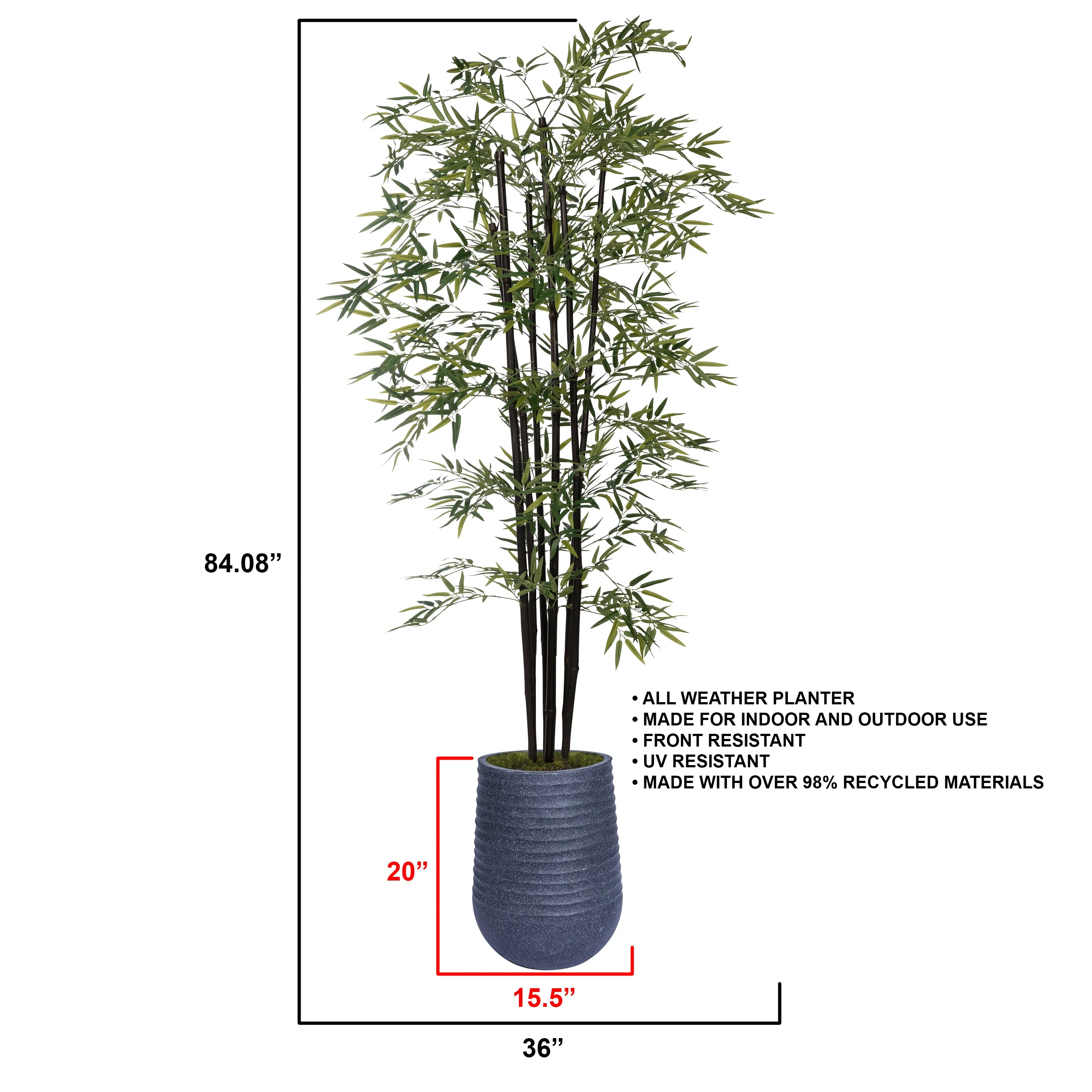 Vintage Home Artificial Faux 72" Tall Bamboo Tree With Eco Planter