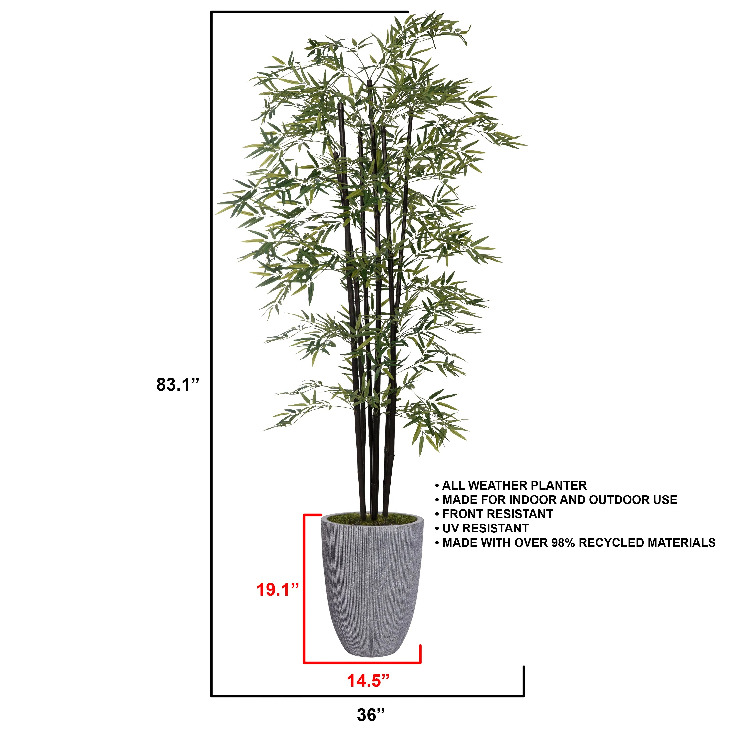 Vintage Home Artificial Faux 72" Tall Bamboo Tree With Eco Planter