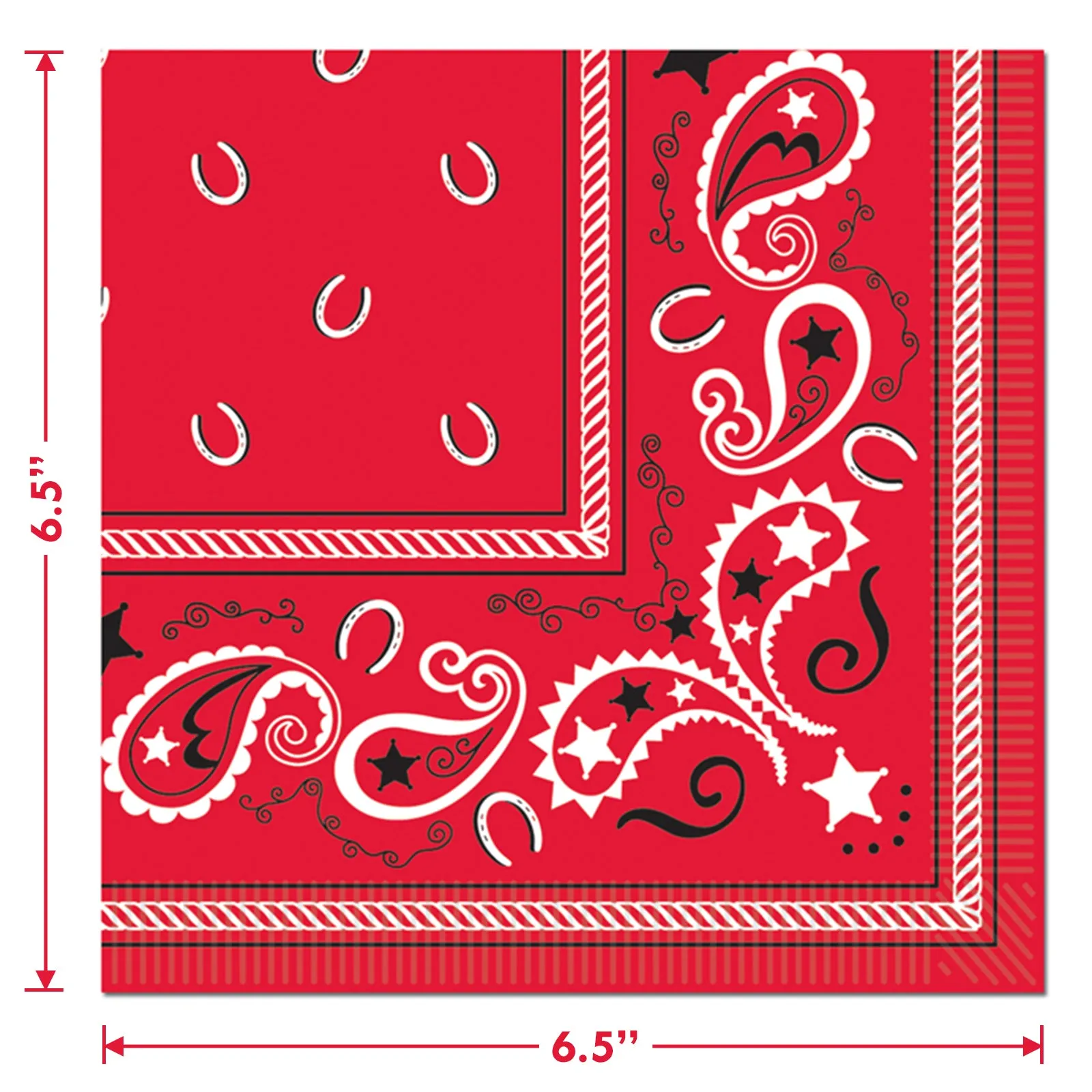 Western Party Supplies - Red Bandana Paper Dinner Plates and Lunch Napkins (Serves 16)