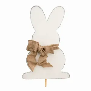 White Rabbit with Burlap Bow Topper