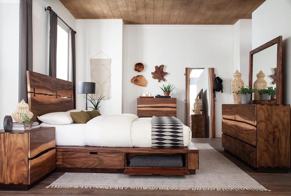 Winslow Queen Bed Smokey Walnut and Coffee Bean