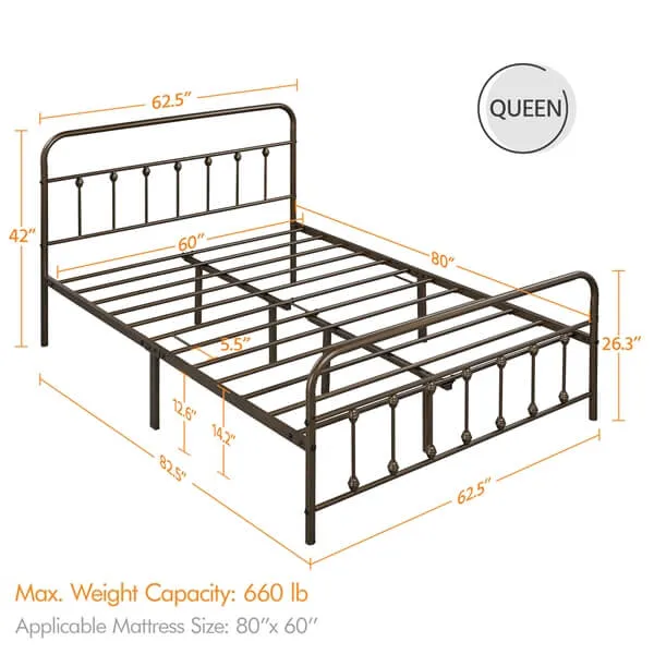 Yaheetech Classic Iron Platform Bed