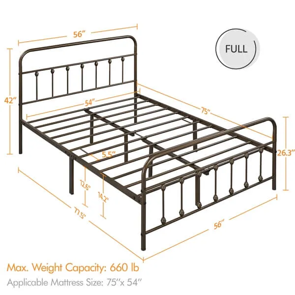 Yaheetech Classic Iron Platform Bed