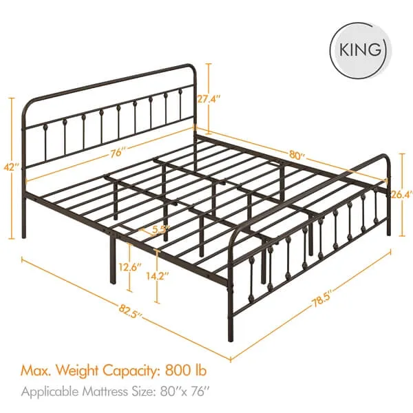 Yaheetech Classic Iron Platform Bed